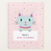 Cute Cat Persoonlijke naam Roze Planner (Voorkant)
