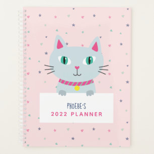 Cute Cat Persoonlijke naam Roze Planner