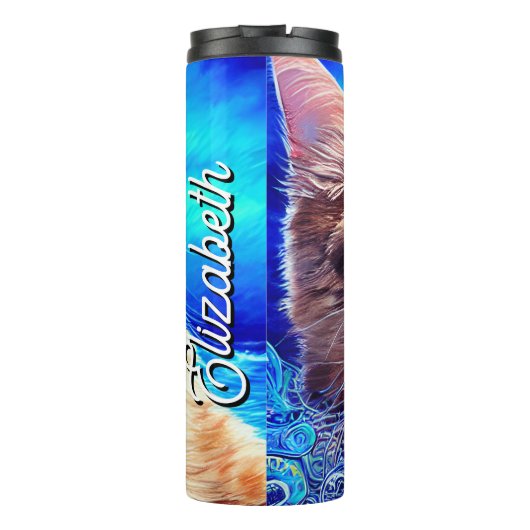 Cute Cat Persoonlijke naam Thermosbeker (Achterkant)