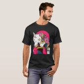 Cute Cat Pet Ninja Samurai Japanese Kanji Design T-shirt (Voorkant volledig)