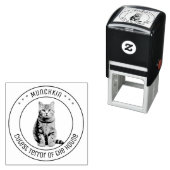 Cute Cat Pet Photo Round Zelfinktende Stempel (In situ)