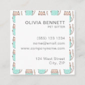 Cute Cat Pet Sitter Service Vierkante Visitekaartje (Achterkant)