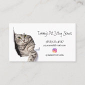 Cute Cat Pet Sitting Service Sociale Media Visitekaartje (Voorkant)