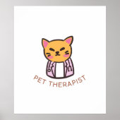 Cute Cat Pet Therapist Cartoon Design Poster (Voorkant)