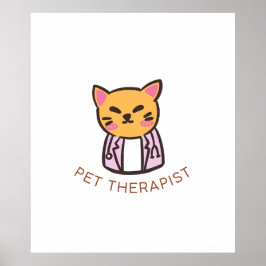Cute Cat Pet Therapist Cartoon Design Poster