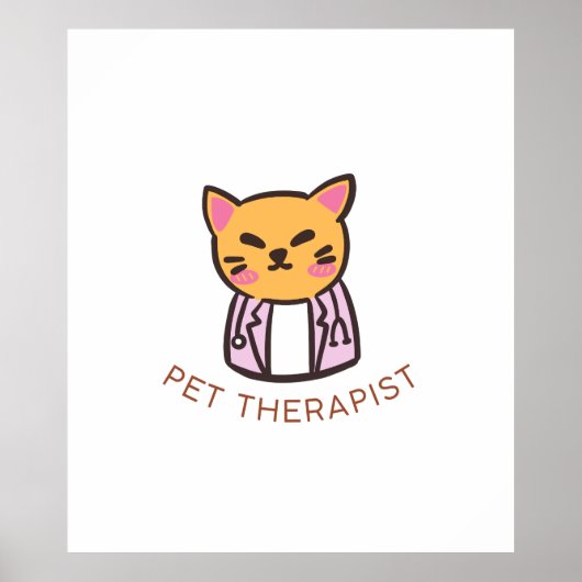 Cute Cat Pet Therapist Cartoon Design Poster (Voorkant)