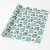 Cute Cat Pet Typografie Kerstboom Foto Cadeaupapier (Uitgerold)