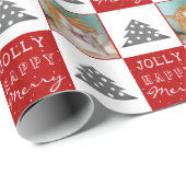 Cute Cat Pet Typografie Kerstboom Foto Cadeaupapier (Rol Hoek)