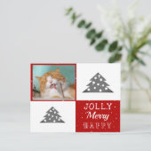 Cute Cat Pet Typografie Kerstboom Foto Feestdagenkaart (Staand voorkant)