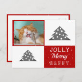 Cute Cat Pet Typografie Kerstboom Foto Feestdagenkaart (Voorkant / Achterkant)