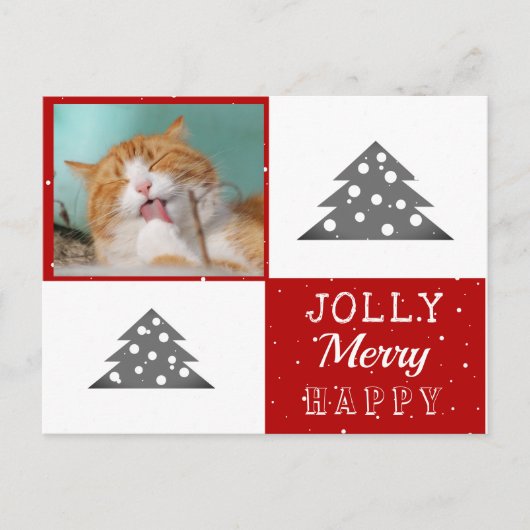 Cute Cat Pet Typografie Kerstboom Foto Feestdagenkaart (Voorkant)