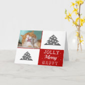 Cute Cat Pet Typografie Kerstboom Foto Kaart (Gele Bloem)