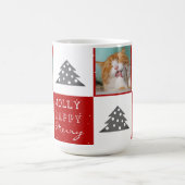 Cute Cat Pet Typografie Kerstboom Foto Koffiemok (Center)