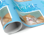 Cute Cat Pet Typografie Kerstfoto Cadeaupapier (Rol Hoek)