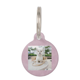 Cute Cat Photo and QR Code   ID-code roze kat Huisdierpenning