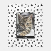 Cute Cat Photo Name Black Paw Printerpatroon Fleece Deken (Voorkant)