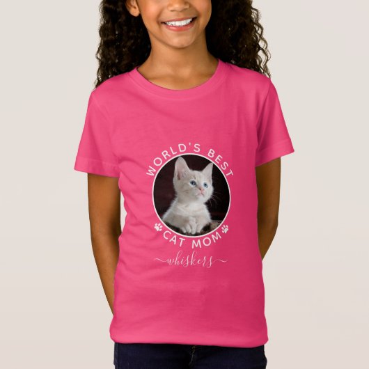 Cute Cat Photo Name White Paw Prins Custom T-shirt (Voorkant)