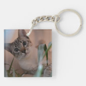 Cute Cat Photo Portrait Sleutelhanger (Achterkant)