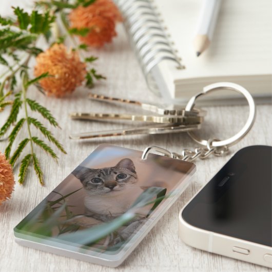 Cute Cat Photo Portrait Sleutelhanger (Voorkant Rechts)