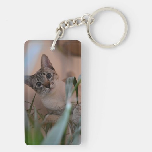 Cute Cat Photo Portrait Sleutelhanger (achterkant)
