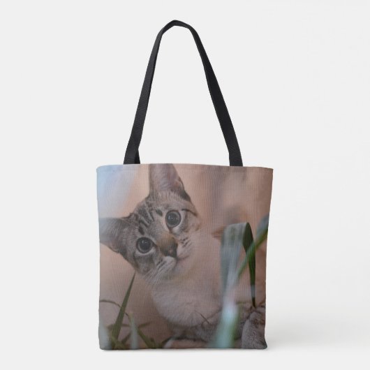 Cute Cat Photo Portrait Tote Bag (Achterkant)