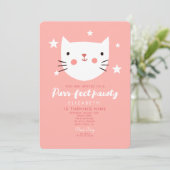 Cute Cat Pink Birthday Party Kaart (Staand voorkant)