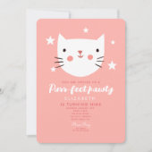 Cute Cat Pink Birthday Party Kaart (Voorkant)