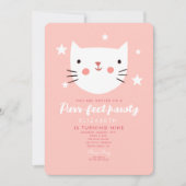 Cute Cat Pink Birthday Party Kaart (Voorkant)