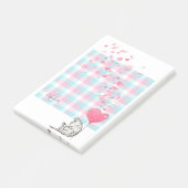 Cute Cat Pink Blue Monogram Post-it® Notes (Schuin)
