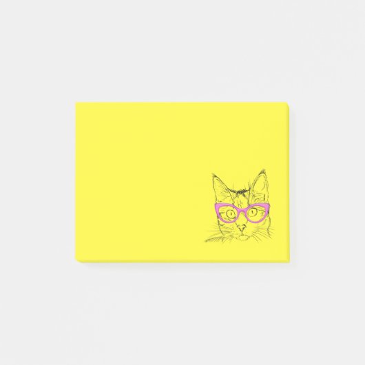 Cute Cat Pink Glasses Normal is Boring Post-it® Notes (Voorkant)
