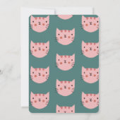 Cute Cat Pink Green Birthday Party Kaart (Achterkant)