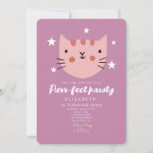 Cute Cat Pink Green Birthday Party Kaart (Voorkant)