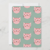 Cute Cat Pink Green Birthday Party Kaart (Achterkant)