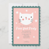 Cute Cat Pink Green Paarse Stars Birthday Kaart (Voorkant)