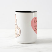 Cute Cat & Pink Heart Coffee Love Mug Tweekleurige Koffiemok (Center)