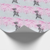 Cute Cat pink plume Cadeaupapier (Hoek)