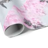 Cute Cat pink plume Cadeaupapier (Rol Hoek)