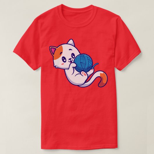 Cute Cat Play Yarn Ball Cartoon2 T-shirt (Design voorkant)