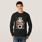 Cute Cat Playing Drum Drums & Cats Drummer T-shirt (Voorkant volledig)