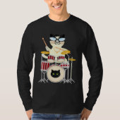 Cute Cat Playing Drum Drums & Cats   Drummer T-shirt (Voorkant)