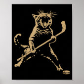 Cute Cat Playing Ice Hockey Lover Player Funny  Poster (Voorkant)