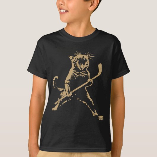 Cute Cat Playing Ice Hockey Lover Player Funny  T-shirt (Voorkant)