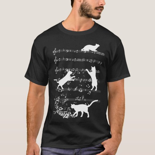 Cute Cat Playing Music Notes Jazz Day  Jazz Musi T-shirt (Voorkant)