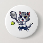 Cute cat playing tennis ronde button 7,6 cm (Voorkant)