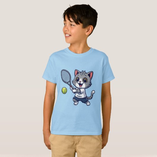 Cute cat playing tennis t-shirt (Voorkant volledig)