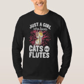 Cute Cat Plays Gezegde Flute Player Flutist I Kit T-shirt (Voorkant)