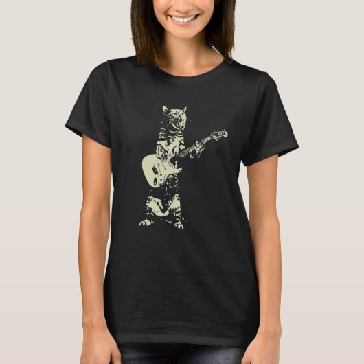 Cute Cat Plays Guitar T-shirt (Voorkant)