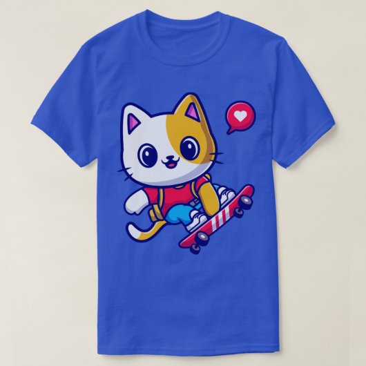 Cute Cat Plays Skateboard Cartoon1 T-shirt (Design voorkant)