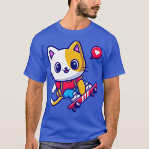 Cute Cat Plays Skateboard Cartoon1 T-shirt