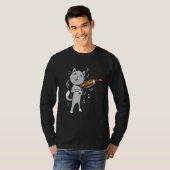 Cute Cat Plays Violin Viola Fiddle T-shirt (Voorkant volledig)